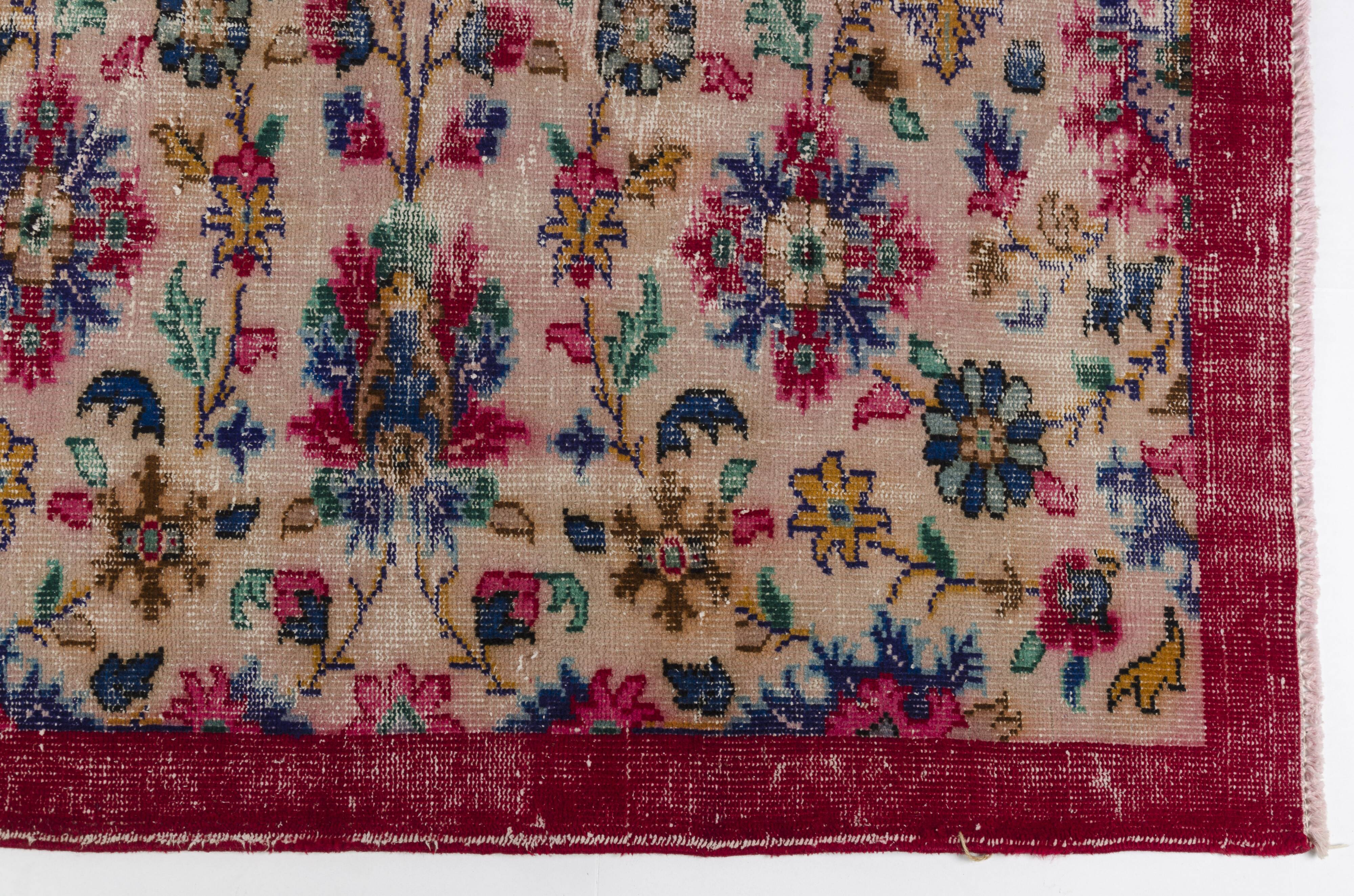 Handknotted Anatolian Floral Vintage Rug