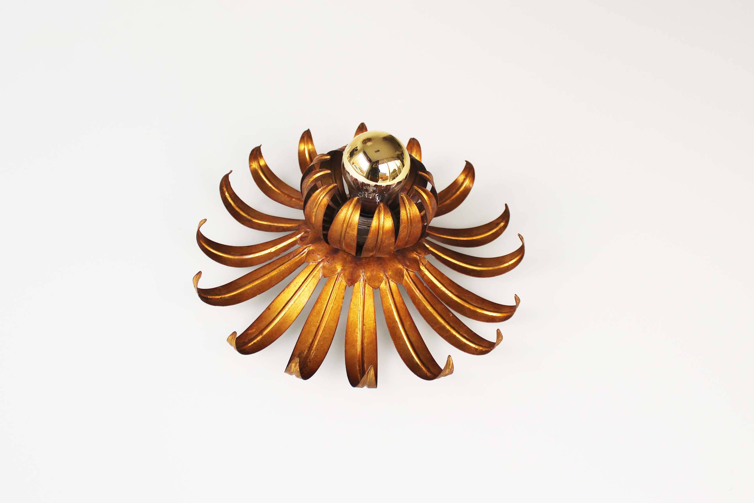 1960’s Italian Gilt Sunburst Wall Light