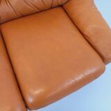Vintage cognac camel leather canapé from the 1970s.