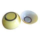 Duralex vintage lemon yellow - 2x glass salad bowls - 23cm & 27cm - france