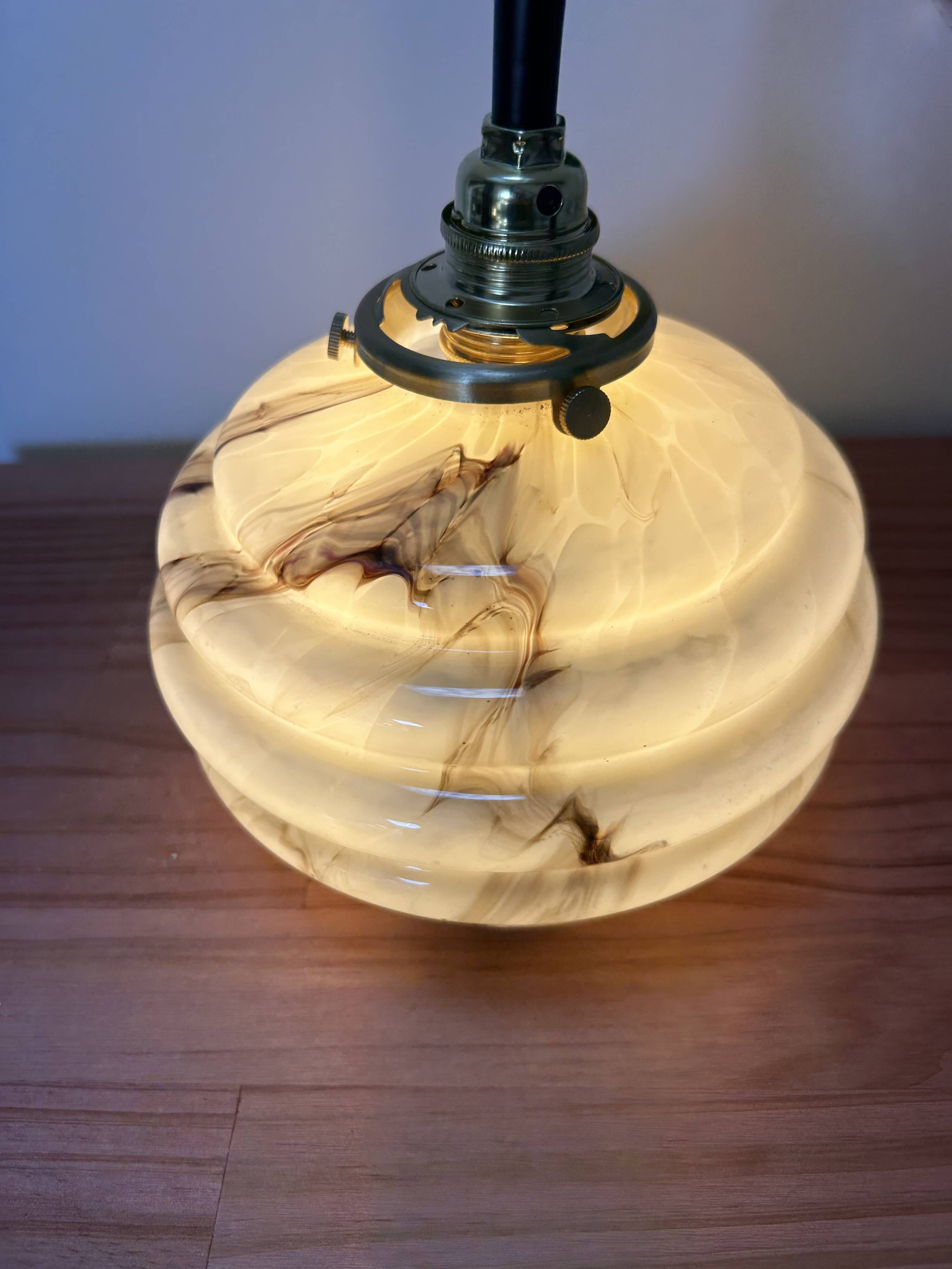 Pair of marbled opaline wall lights