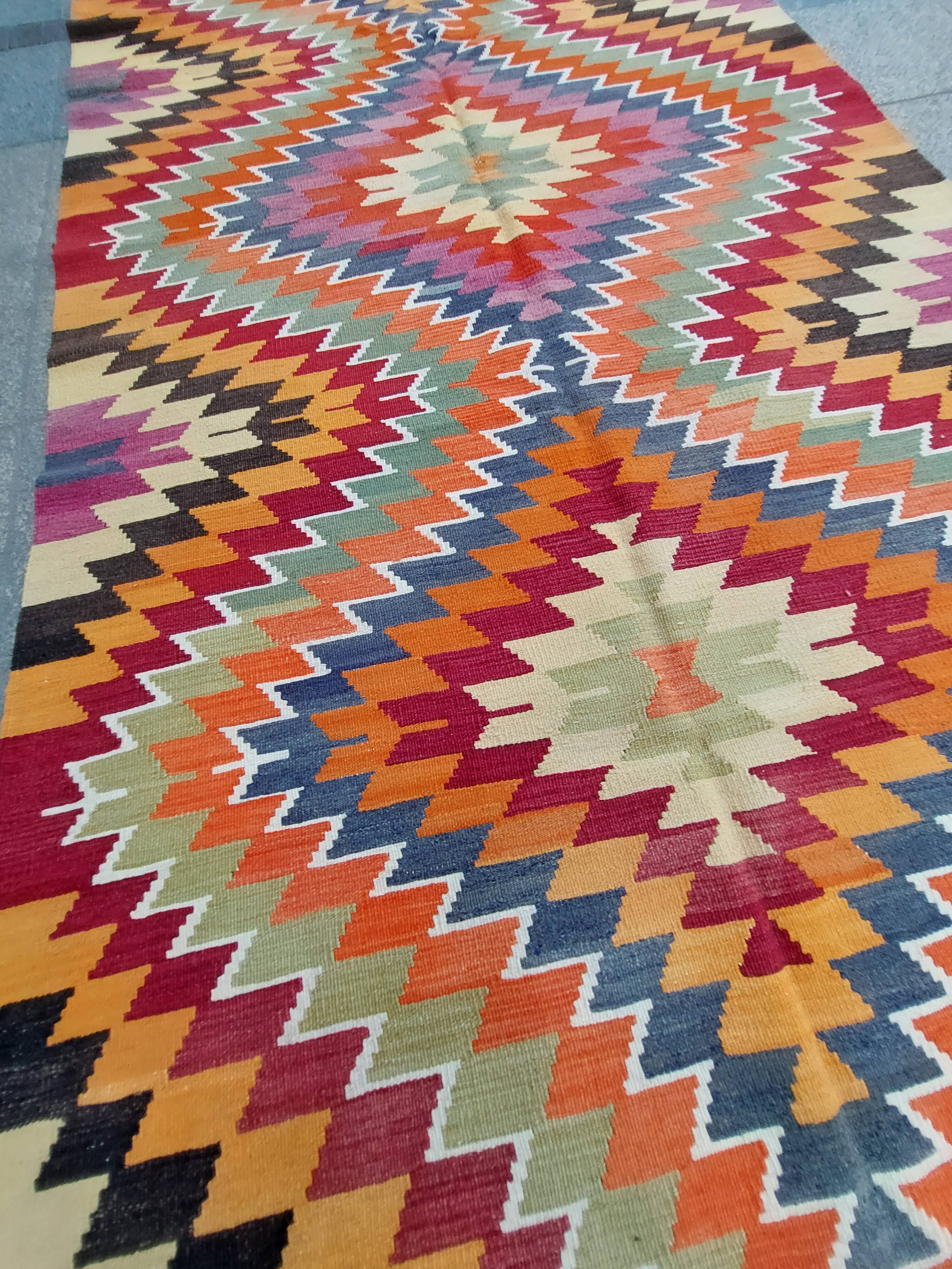 Turkish kilim rug,328x164 cm