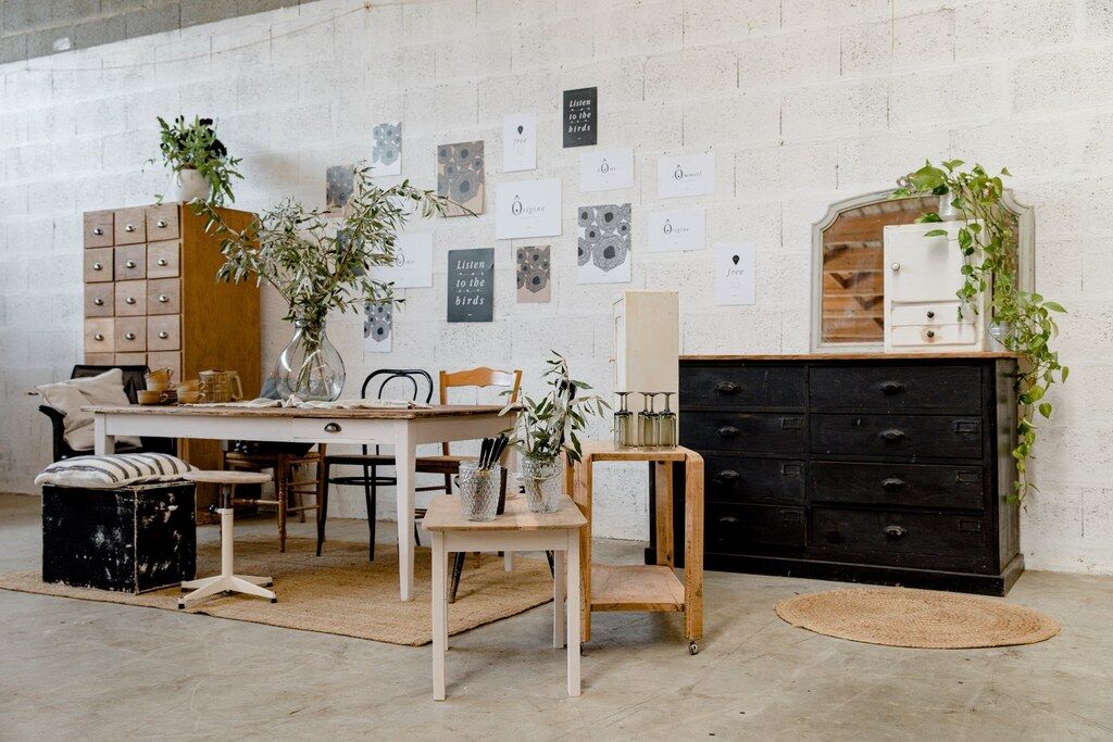 Industrial Cream Stool