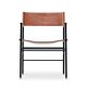 Set of 6 bar stools with natural brown leather backrest.