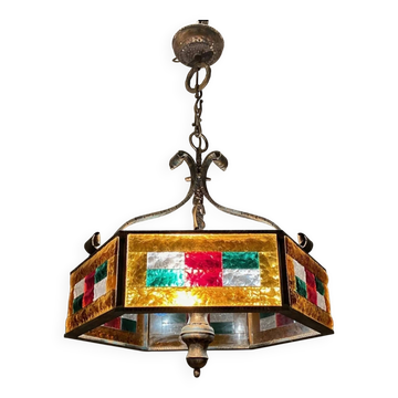 Brutalisti Murano Pendant Chandelier / Italy, 1970s