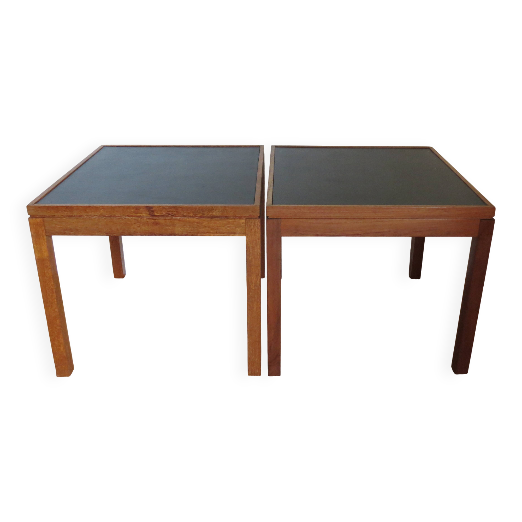 Pair of Mid century Teak and black Top Side Tables 1960s