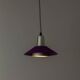 Metal retro pendant – postmodern Memphis style from the 1980s, purple, silver, green, striped cable, Pop Art interior, vintage light fixture