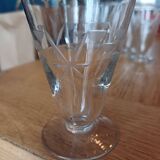 6 Port glasses, engraved crystal, art deco