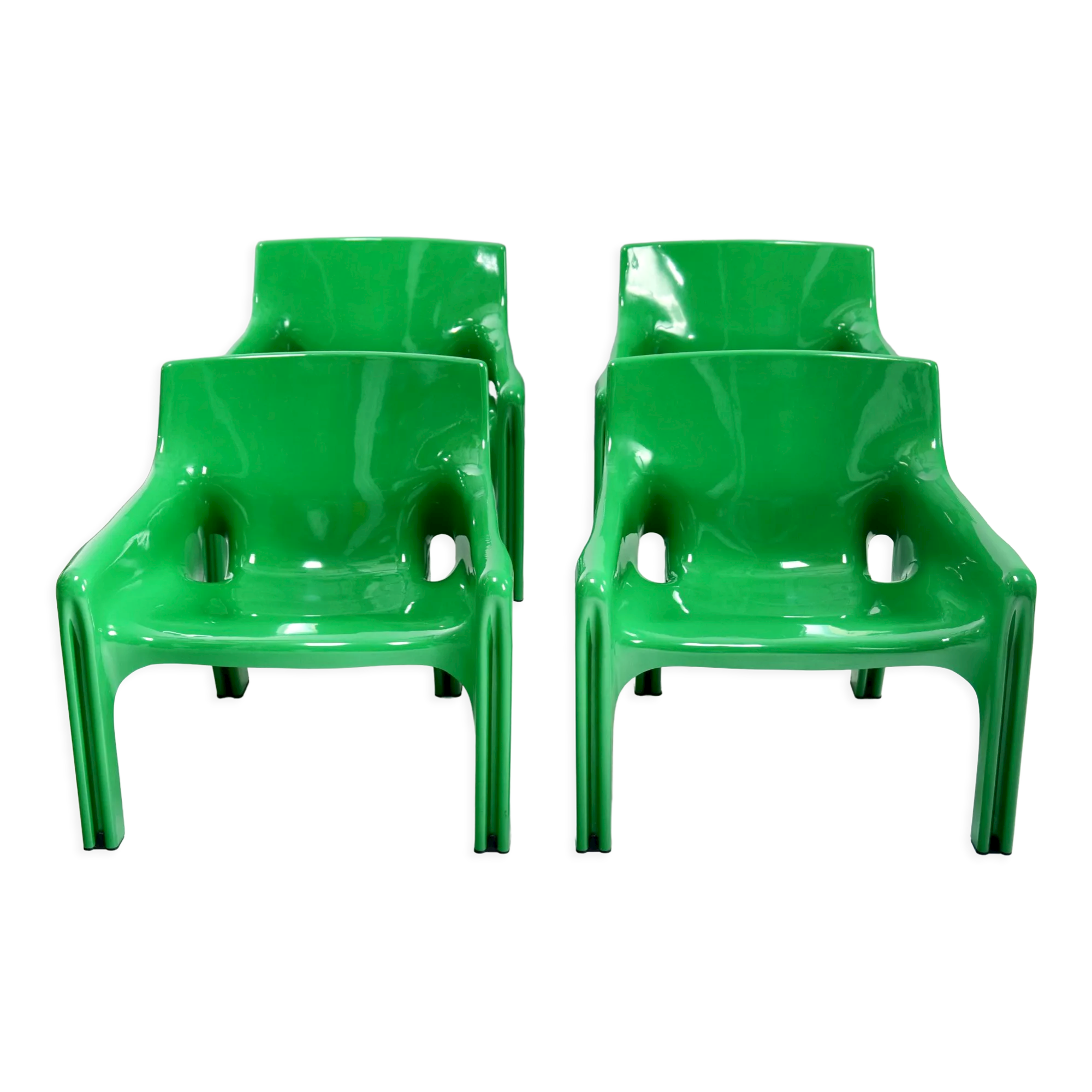 Vico Magistretti Vicario green armchairs for Artemide 1970's