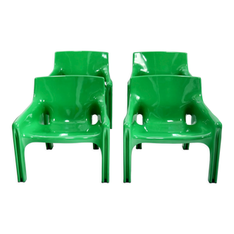 Vico Magistretti Vicario green armchairs for Artemide 1970's
