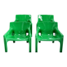 Vico Magistretti Vicario green armchairs for Artemide 1970's