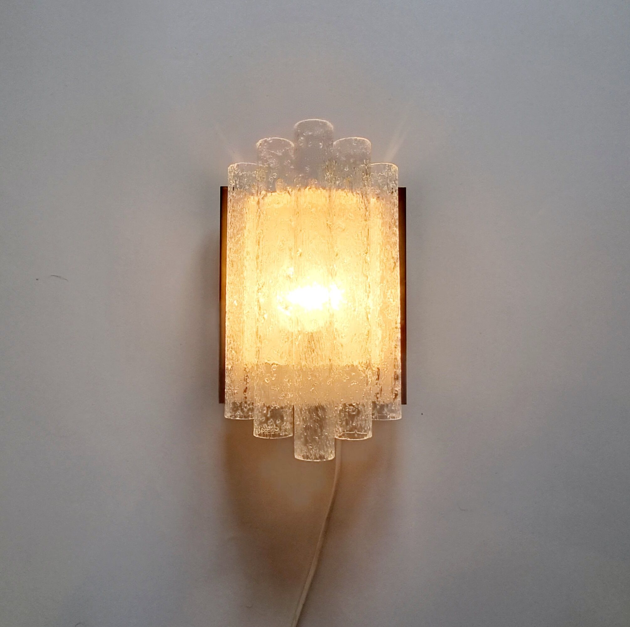 Ice glass wall lights from doria leuchten, germany, 1960s