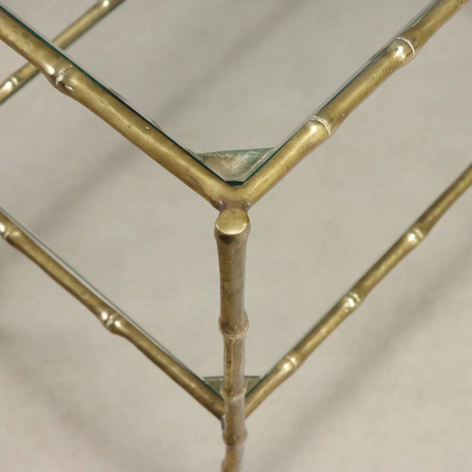 Vintage brass coffee tables in bamboo shape, 1960s design.