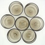 7 champagne glasses in smoked brown glass - Cavalier Sweden Luminarc Arcoroc France - vintage 70s