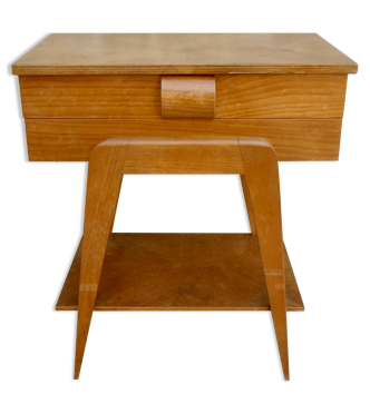 Travailleuse en bois clair années 60
