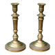 Pair of guilloché bronze candlesticks