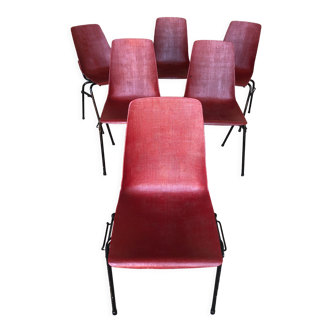 Series of 6 grosfillex chairs ref 2005 black metal