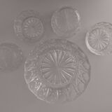 Glass bowl with cups, 70s
