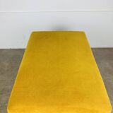 Tabouret scandinave en teck et velours jaune, années 60