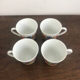 Set of 4 Bavaria 70's coffee cups with multicolored flowers