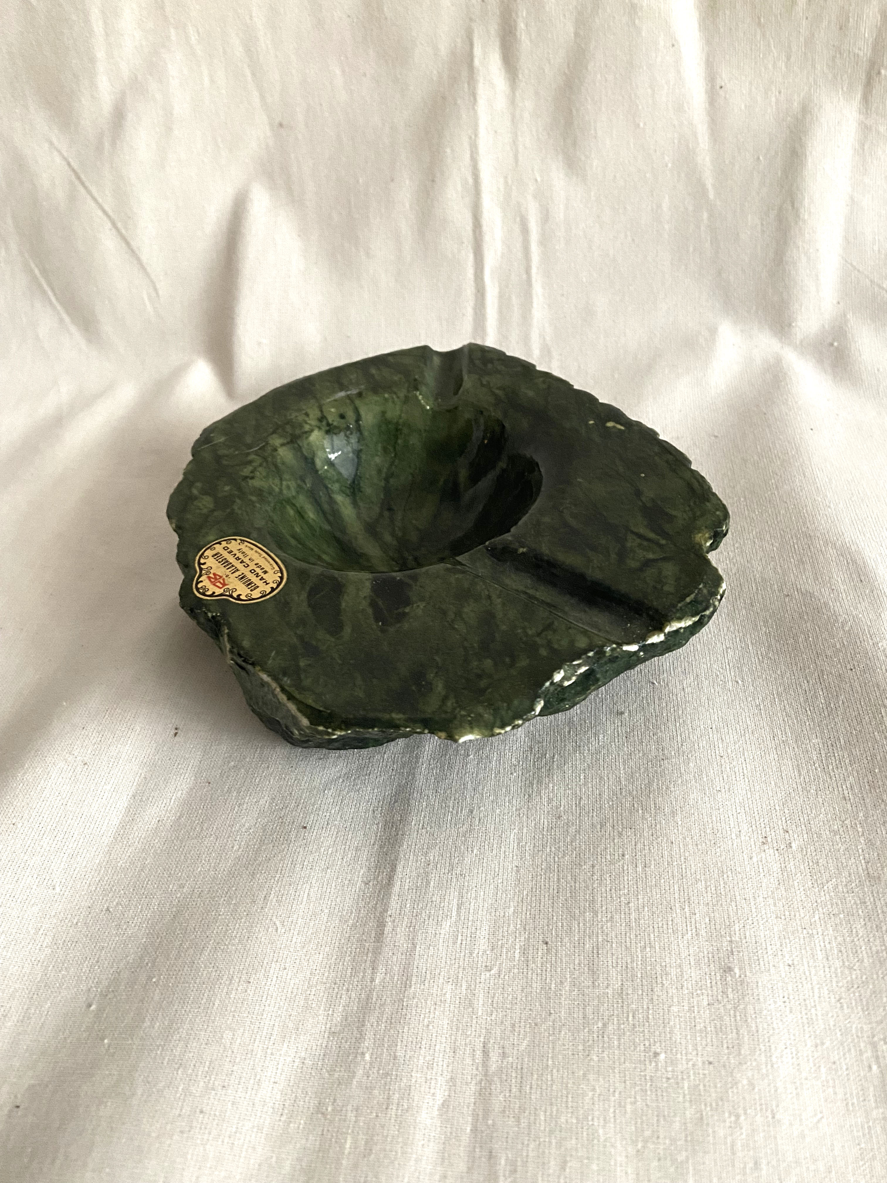 Green alabaster ashtray
