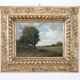 Peinture à l'huile sur panneau, paysage avec un troupeau de moutons, signé V. Bussolino, Italie, 19e siècle