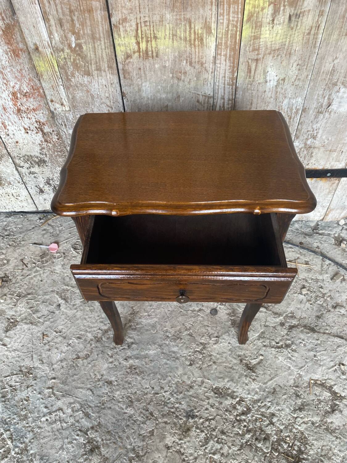 Louis XV Style Nightstand Table Wood Drawer + Vintage Case #D936