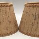 Pair of vintage burlap and braid lampshades