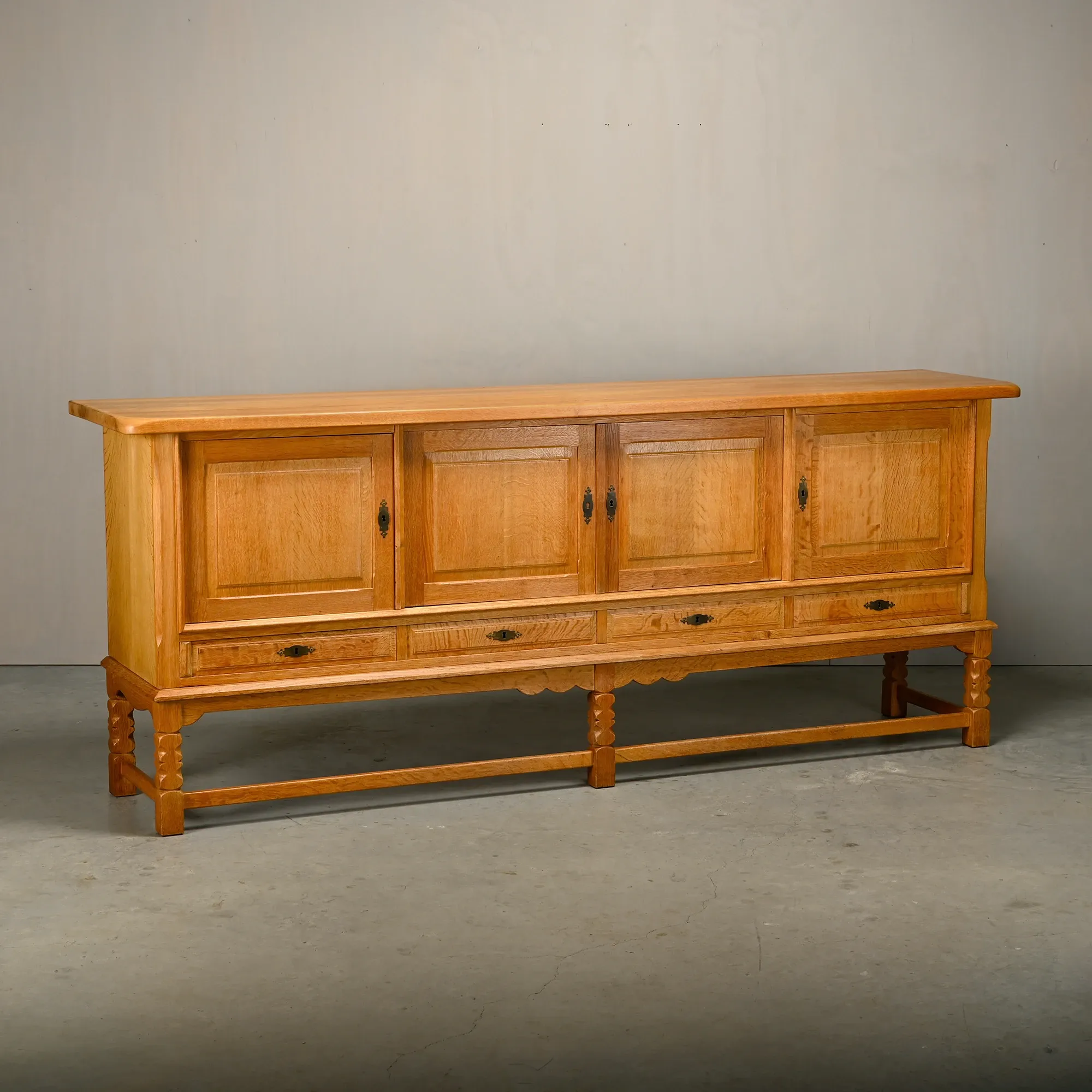 Henning Kjærnulf Mid-Century Brutalist large Sideboard in Oak, 1960s