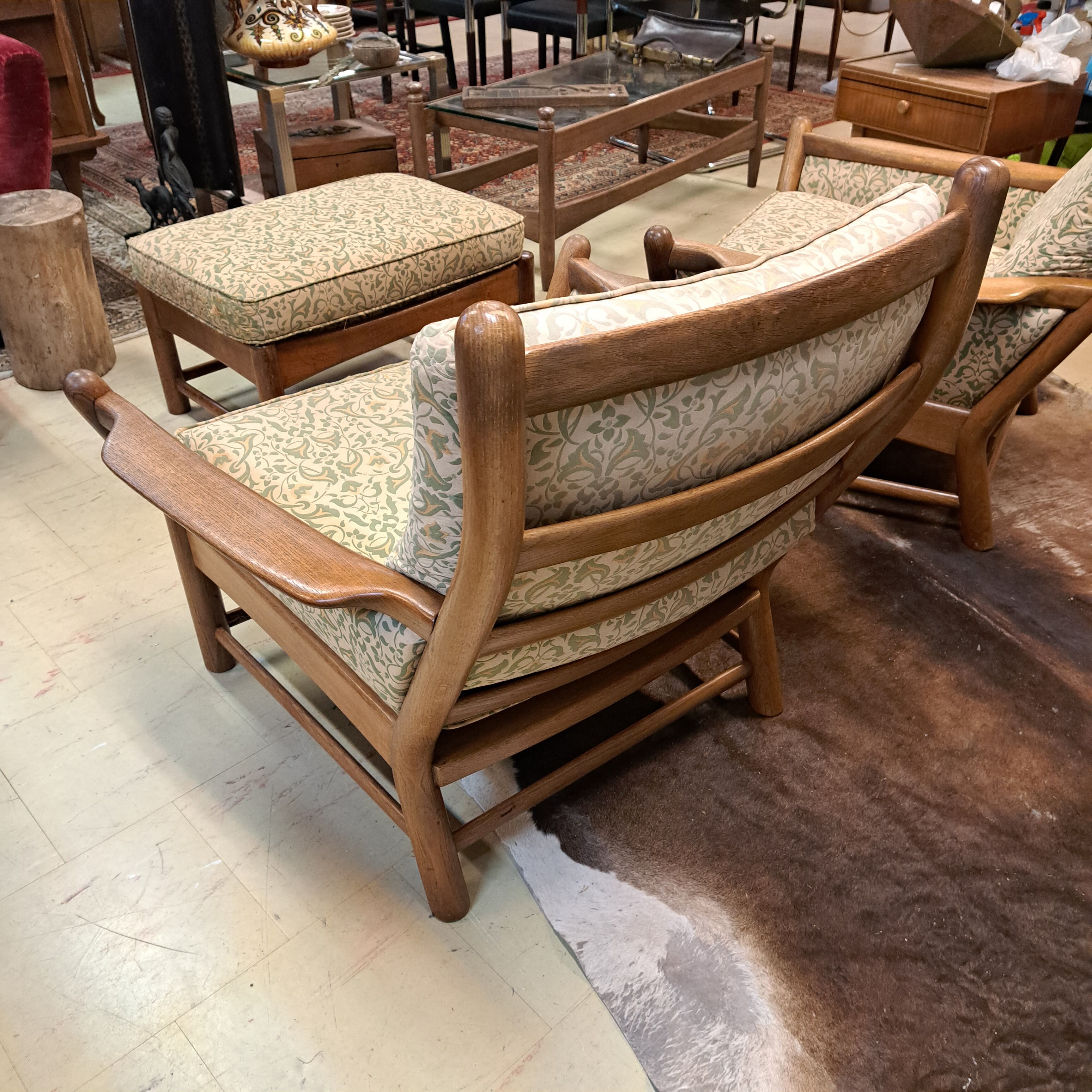 Scandinavian armchairs and ottomans