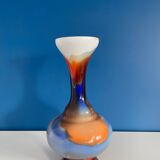 Vase opaline bleu et orange