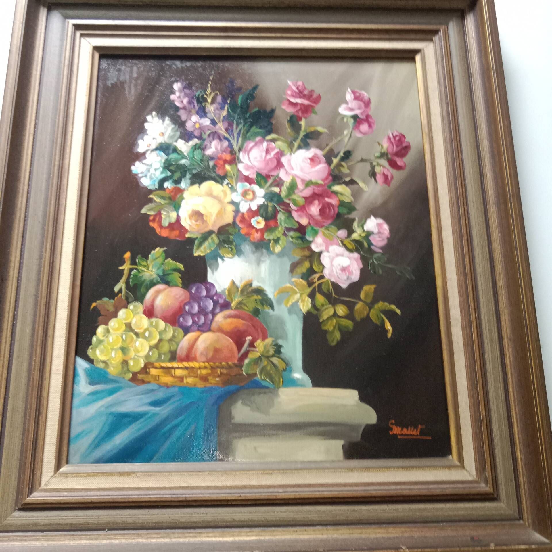 Still Life with Flowers and Fruits signed by Georges Mallet