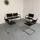 Lot of 5 tubular metal leather chairs designed by Mart Stam, Bauhaus, 1970s.