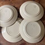 4 assiettes plates de Badonviller modèle Strasbourg à décor de roses