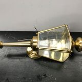 Gold metal lantern wall light with vintage beveled glass