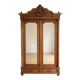 Antique solid wood wardrobe with mirror doors.