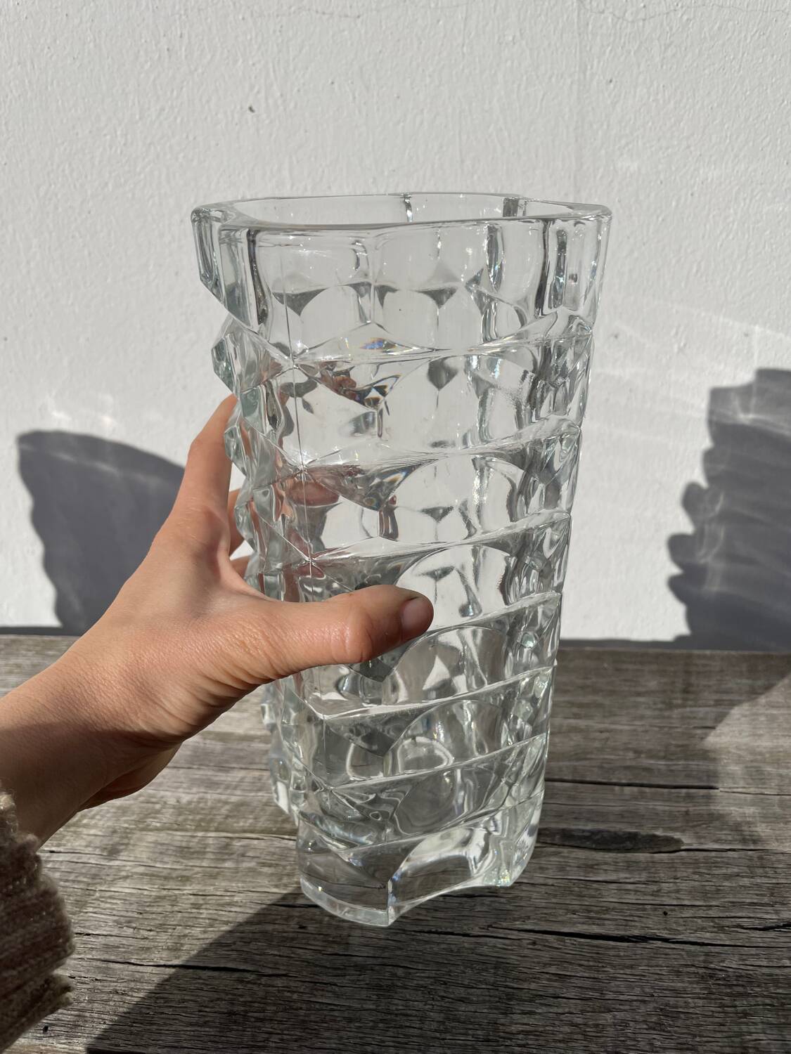 Classic clear thick glass vase