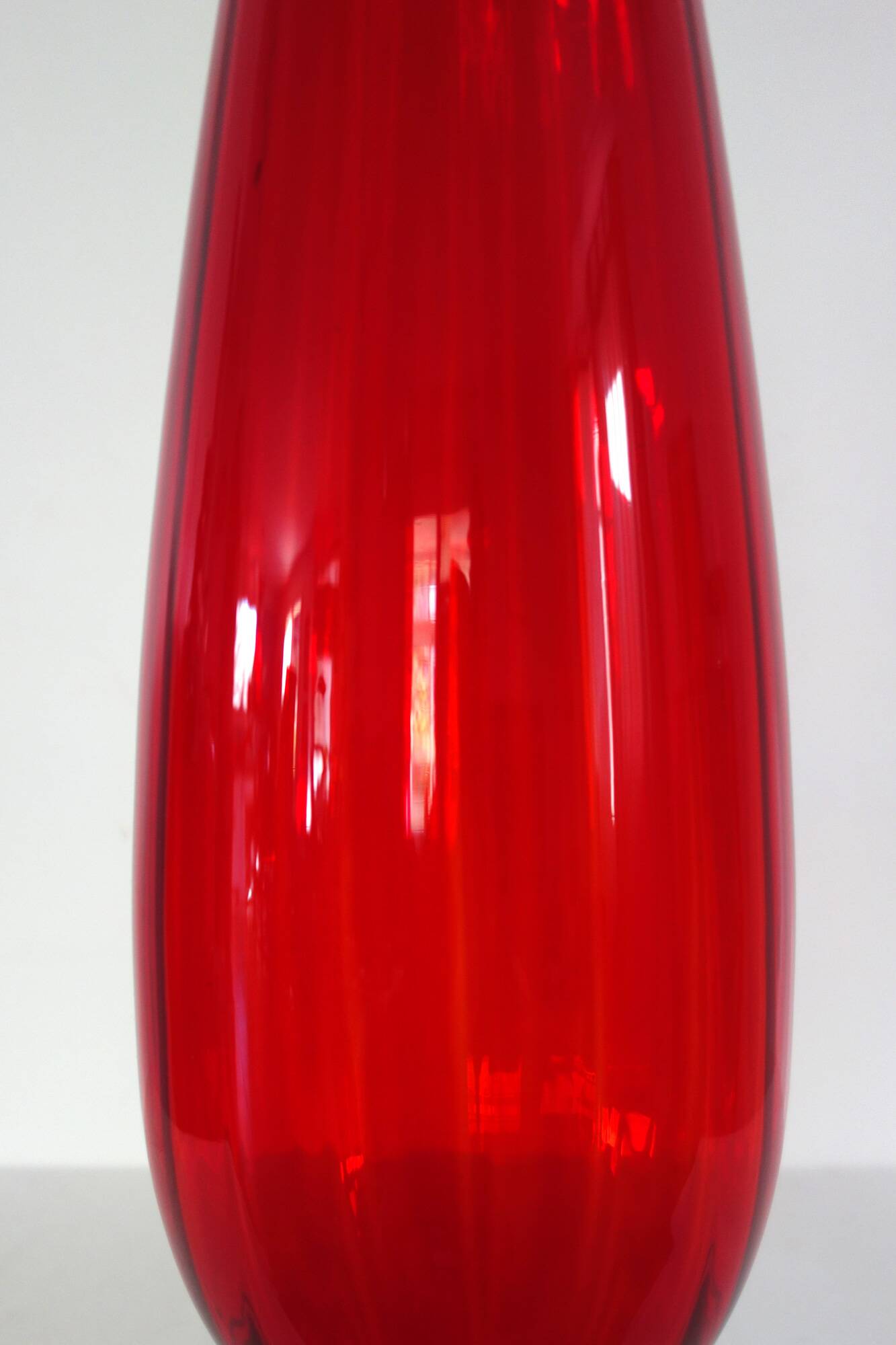 Large vintage red glass vase, 50cm