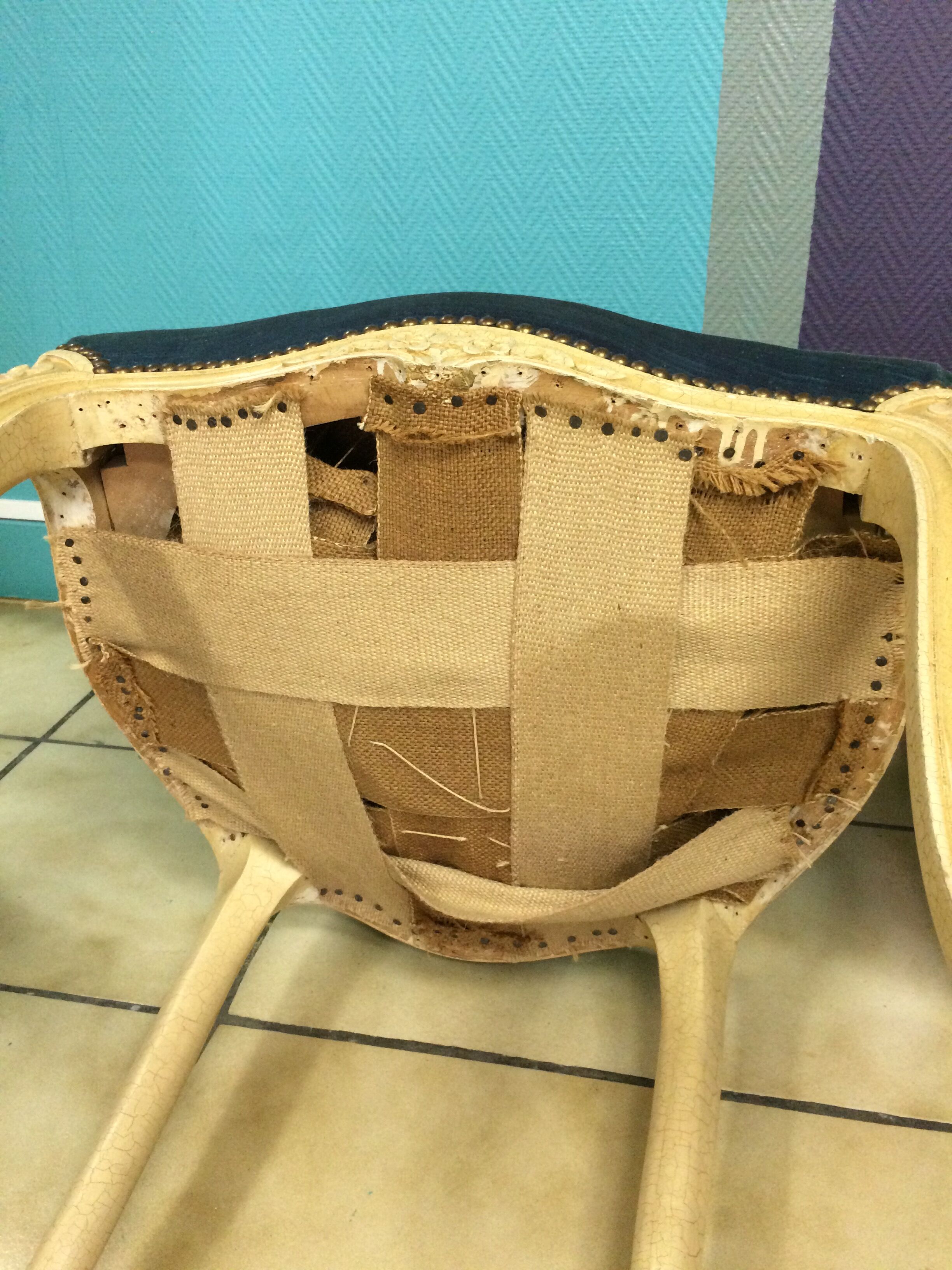 Pair of blue velvet Louis XV chairs