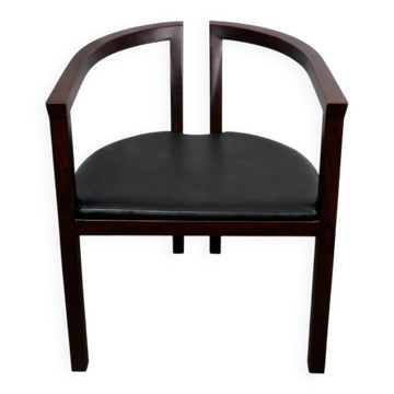 Fauteuil avec accoudoirs en palissandre et simili cuir, Danemark, 1960.