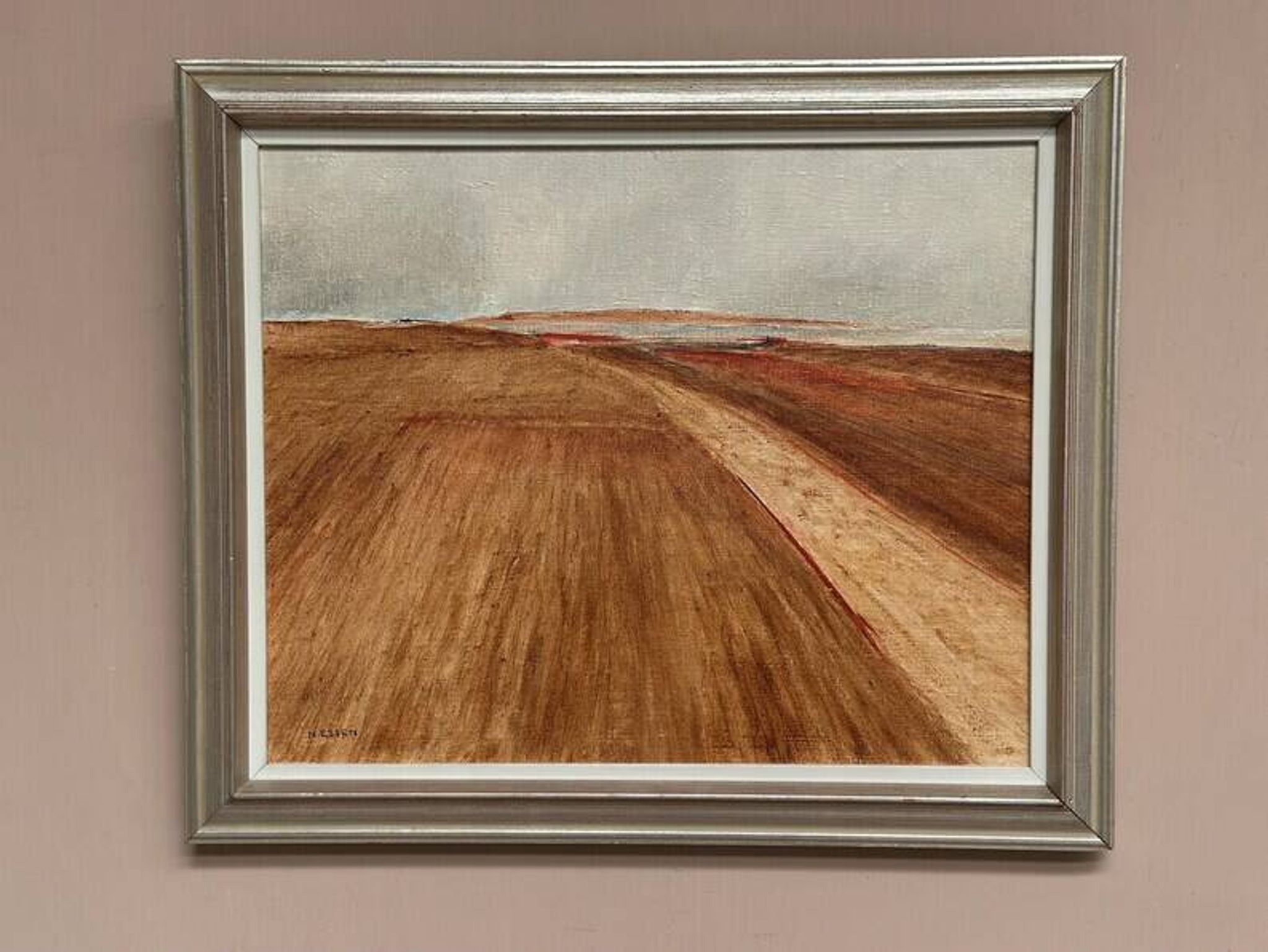 Original Swedish Oil on Canvas - "Rustic Landscape" by Nils Essen - Signed - Vintage and Framed - 42 × 50 cm (16.5" × 19.7")