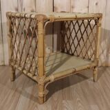 Petite table d'appoint rotin vintage