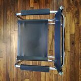 Black leather cantilever armchair