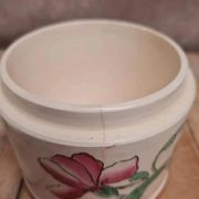 Small covered pot Sarreguemines with an old floral design – vintage charm