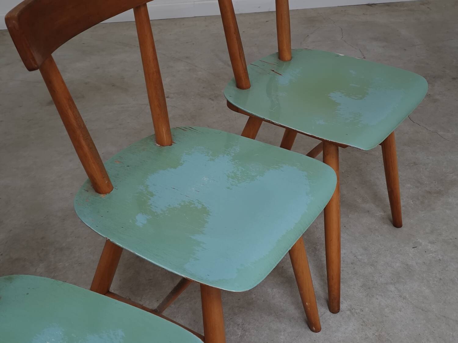 Set of 3 Czech TON Bystrice "Thonet" chairs, made of wood, 1960.