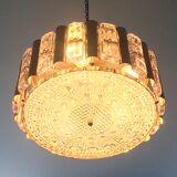 Mid-Century Scandinavian Glass & Brass Chandelier by Carl Fagerlund for Lyfa & Orrefors, 1960s