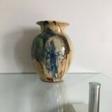 Incurvé signature enamelled terracotta flared neck vase