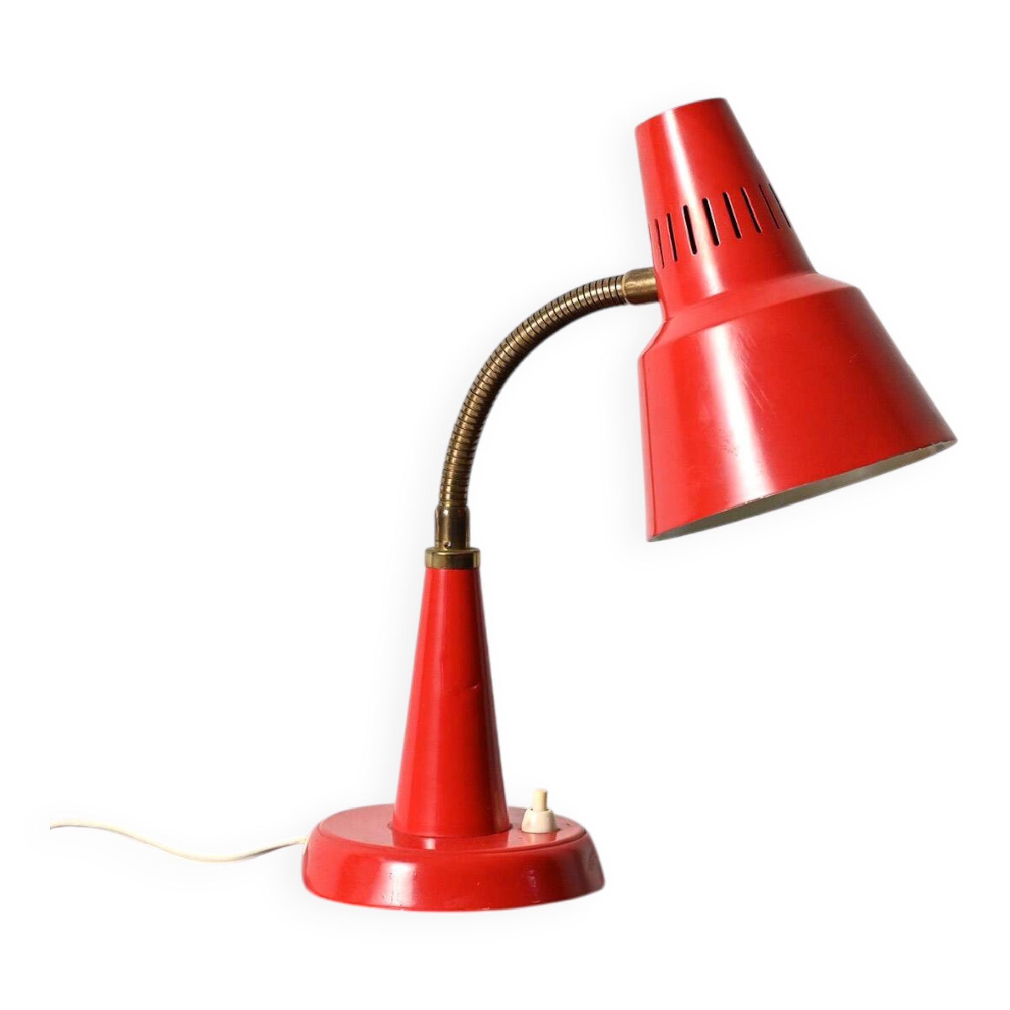 Gemi red Scandinavian table lamp, 1960s