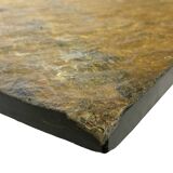 Vintage Square coffee table with slat stone top and chromed steel base - 1960s