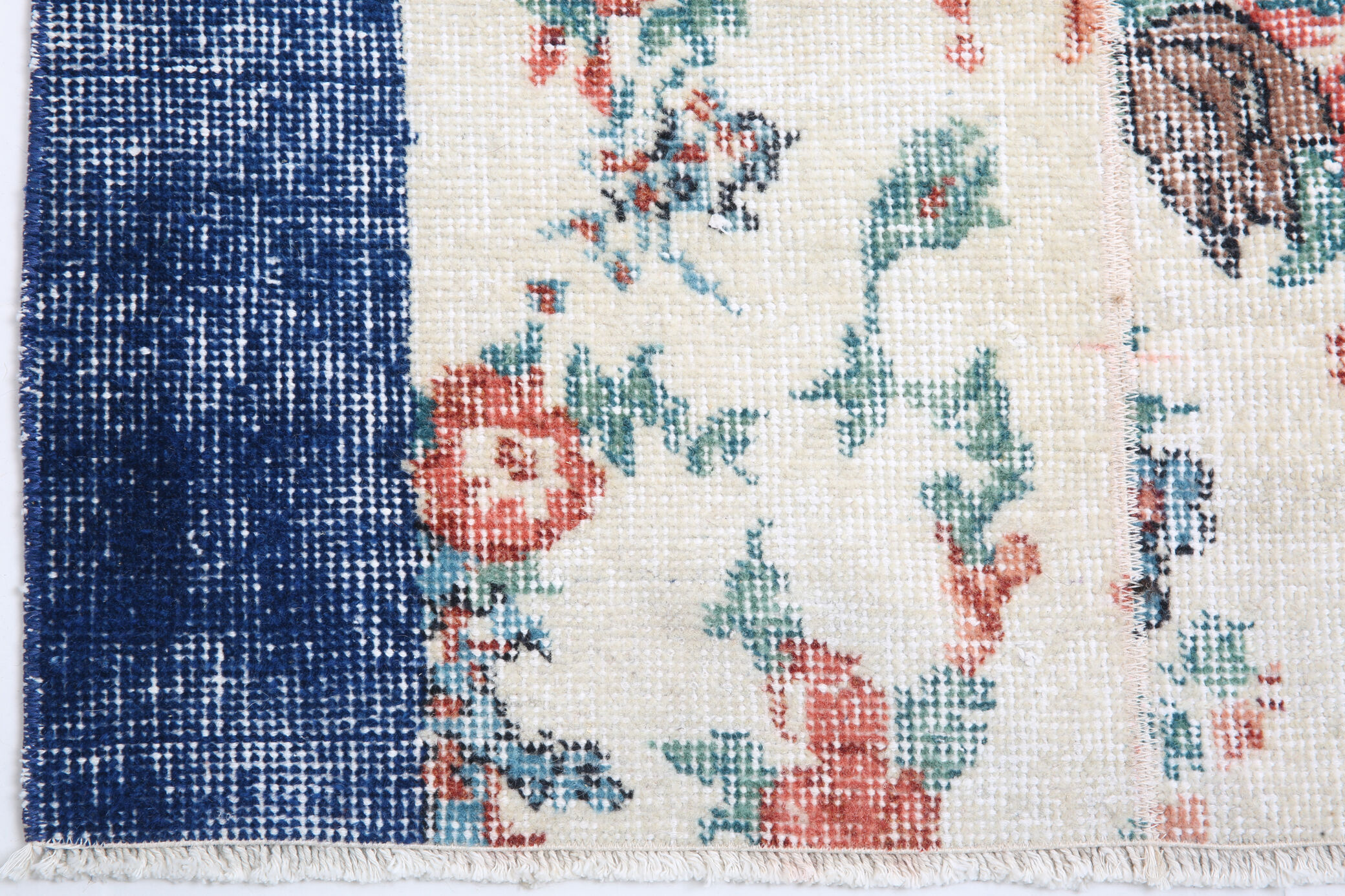 Blue floral vintage runner rug 275x74cm